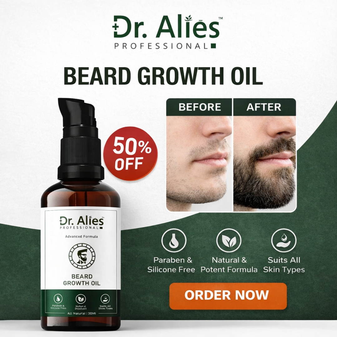 Dr. Alies Professional Beard Growth Oil | Natural Formula with Vitamin E, Almond Oil & Castor Oil